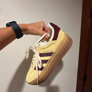 Adidas Gazelle Women's Yellow and Burgundy Sneakers